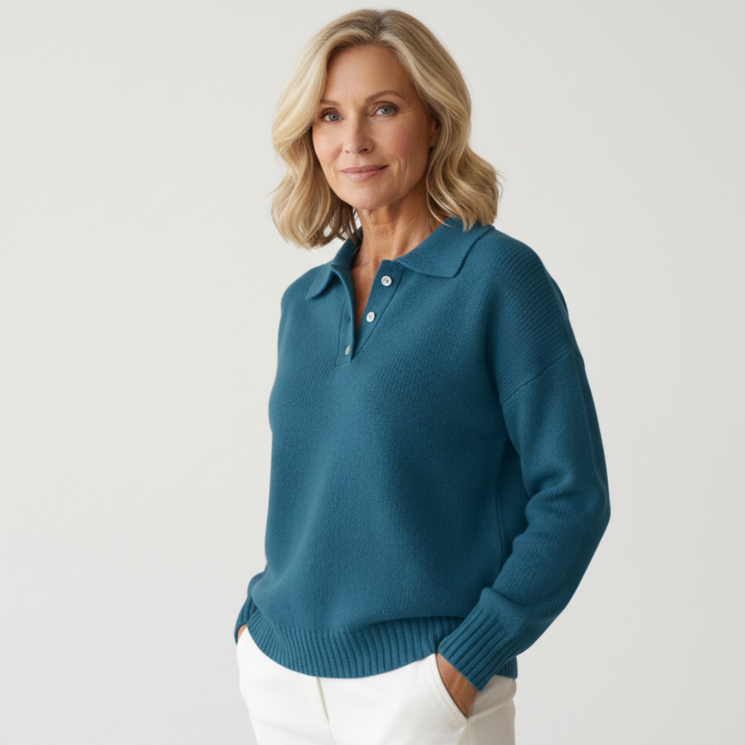 Clara | Refined Knit Polo Sweater