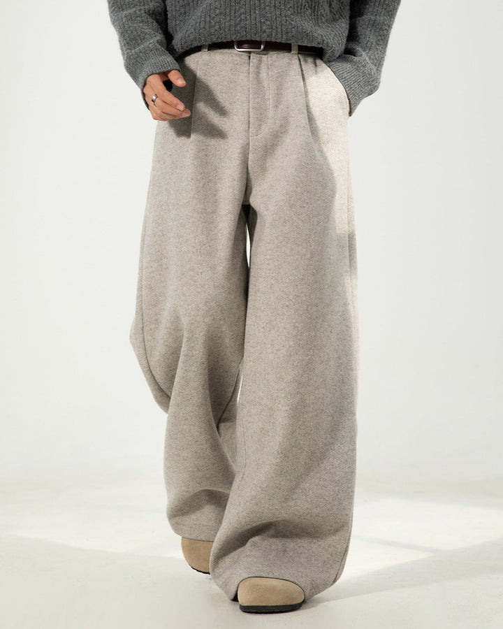 Wool Blend Wide-Leg Trousers