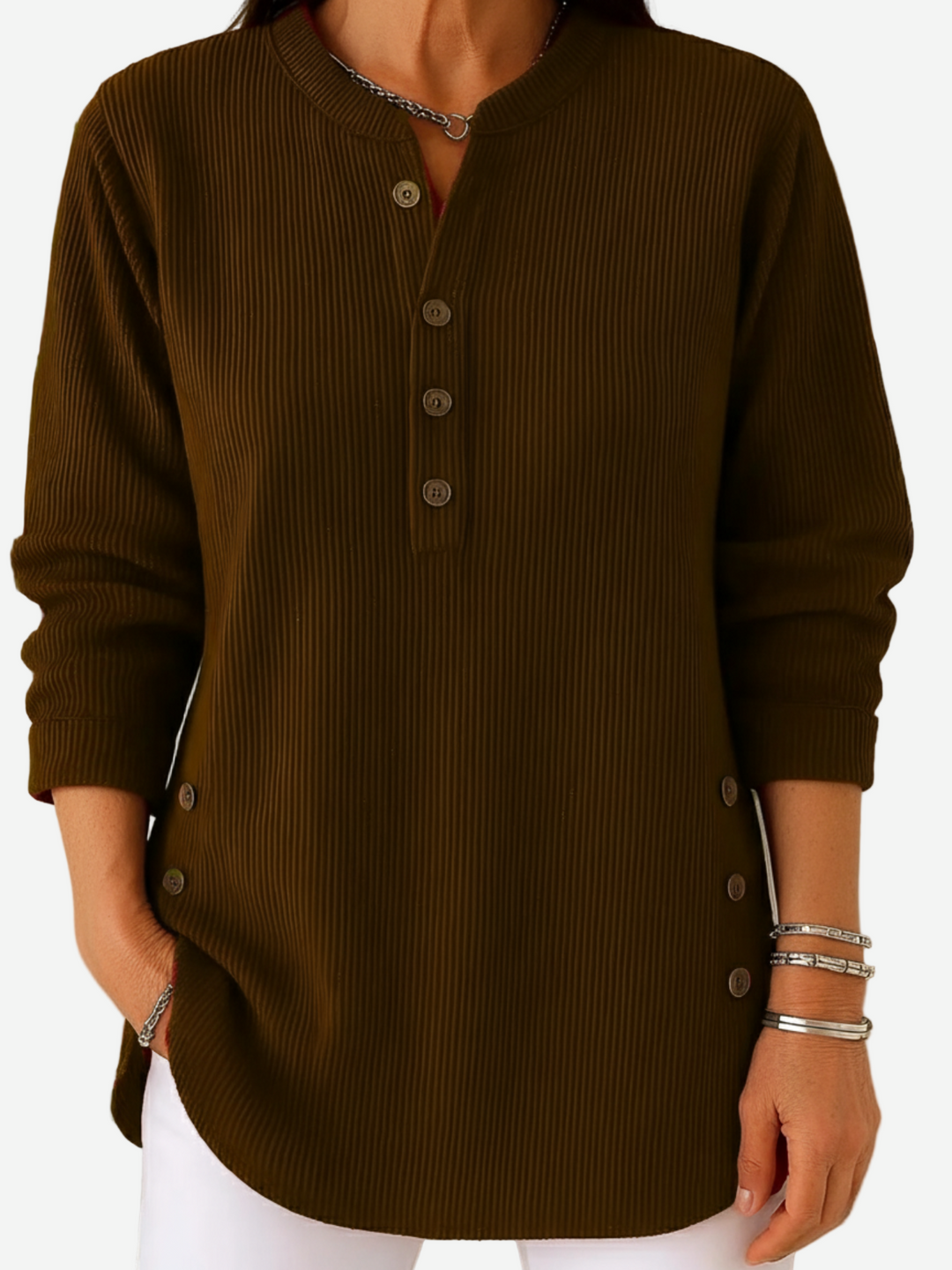 Olivia  – Long Sleeve Solid Knit Sweater