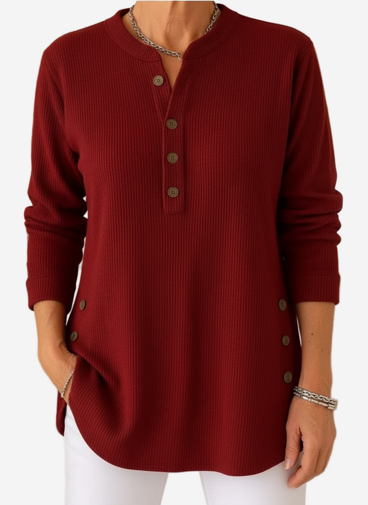 Olivia  – Long Sleeve Solid Knit Sweater