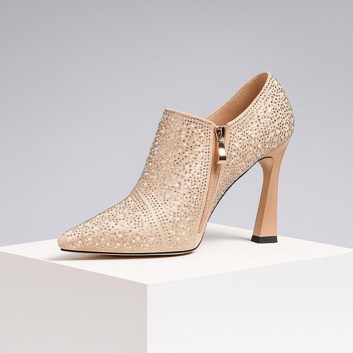 Celestia | Rhinestone Kitten Heel Boots
