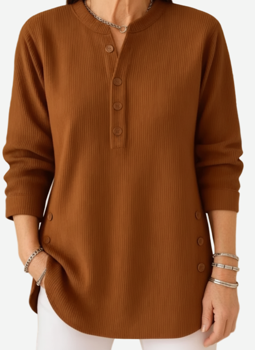 Olivia  – Long Sleeve Solid Knit Sweater