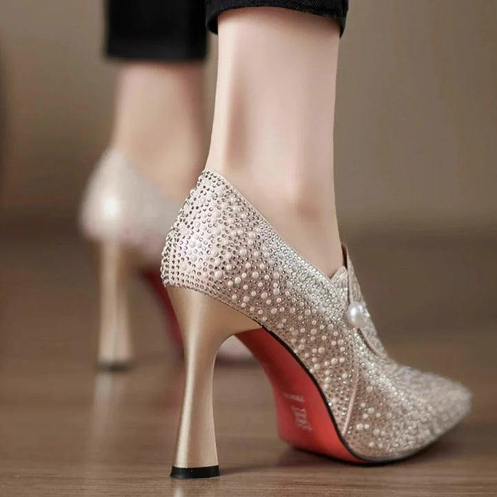 Celestia | Rhinestone Kitten Heel Boots