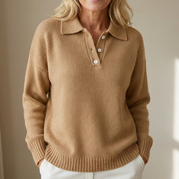 Clara | Refined Knit Polo Sweater
