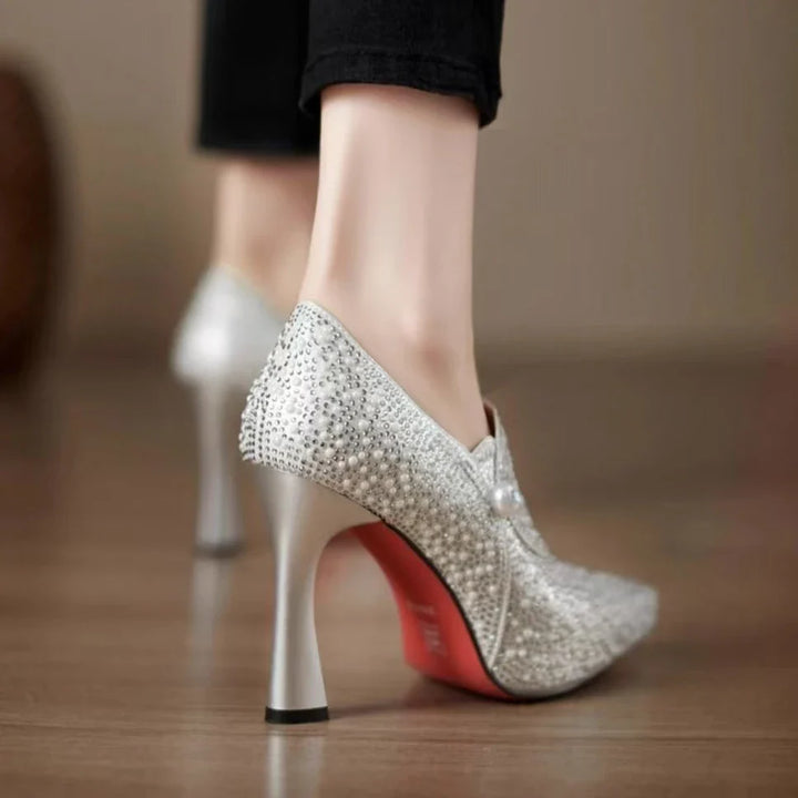Celestia | Rhinestone Kitten Heel Boots