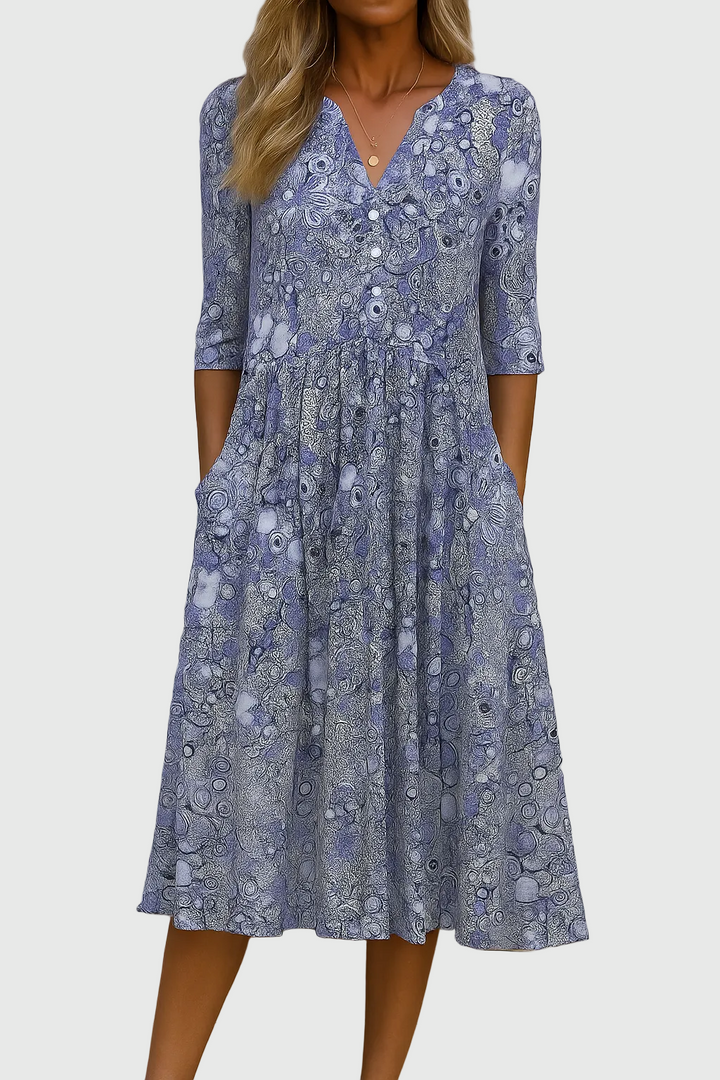 Elowira | Graceful V-Neck Midi Dress