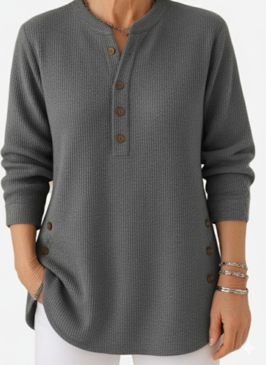 Olivia  – Long Sleeve Solid Knit Sweater