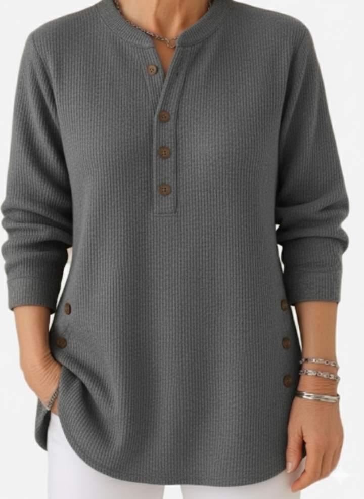 Olivia  – Long Sleeve Solid Knit Sweater