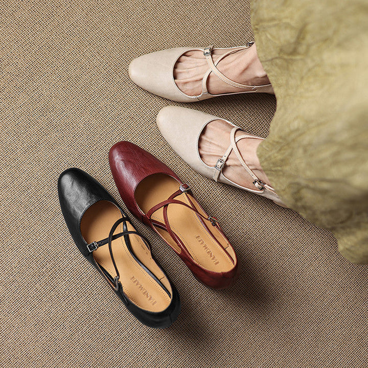 Liora | Leather Mary Jane Block Heel Pumps