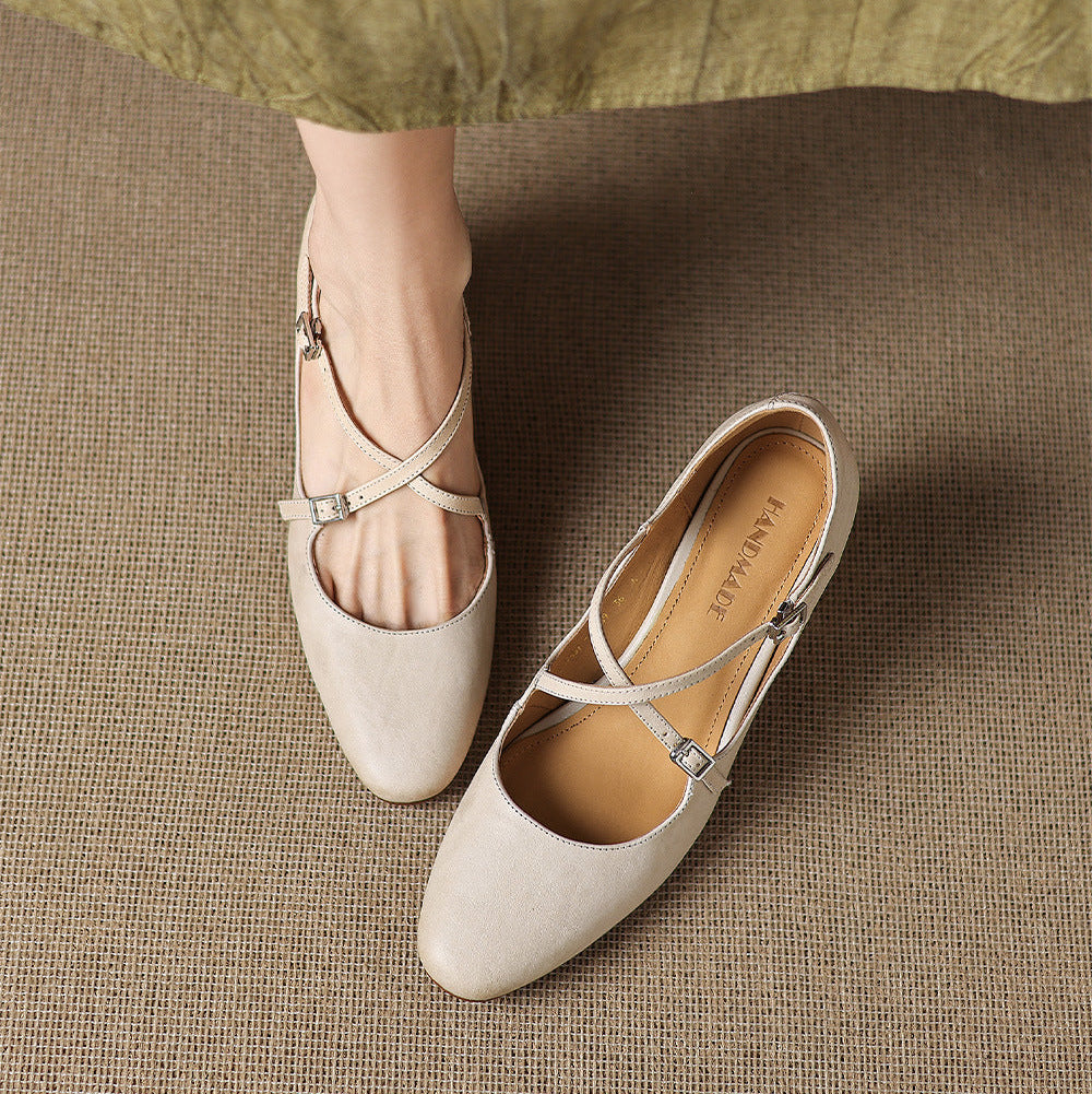 Liora | Leather Mary Jane Block Heel Pumps
