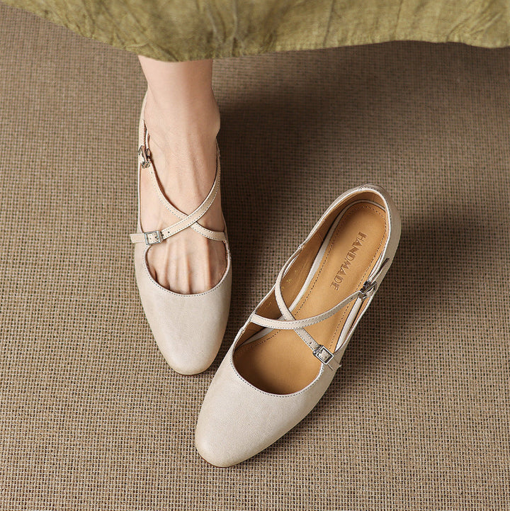 Liora | Leather Mary Jane Block Heel Pumps