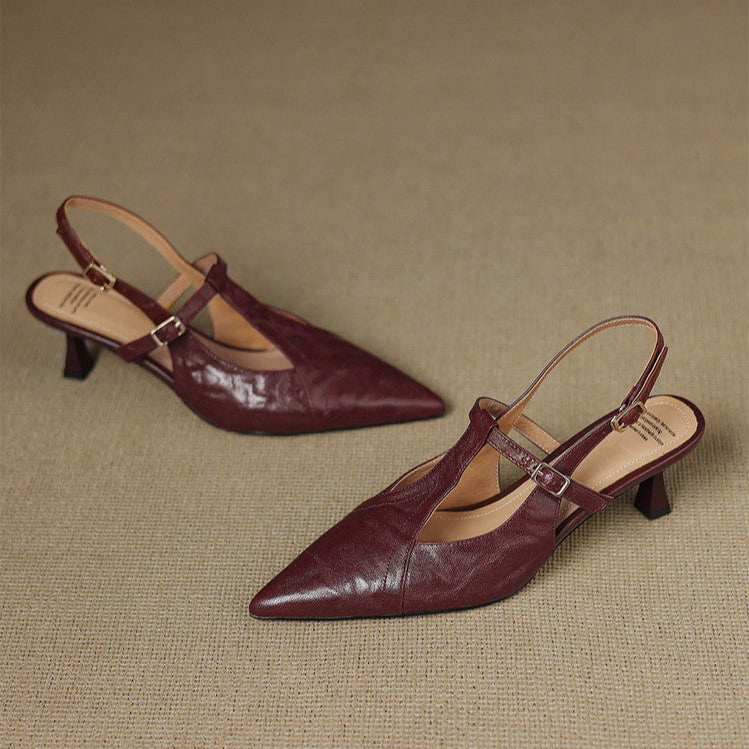 Noir Genuine Leather Heels