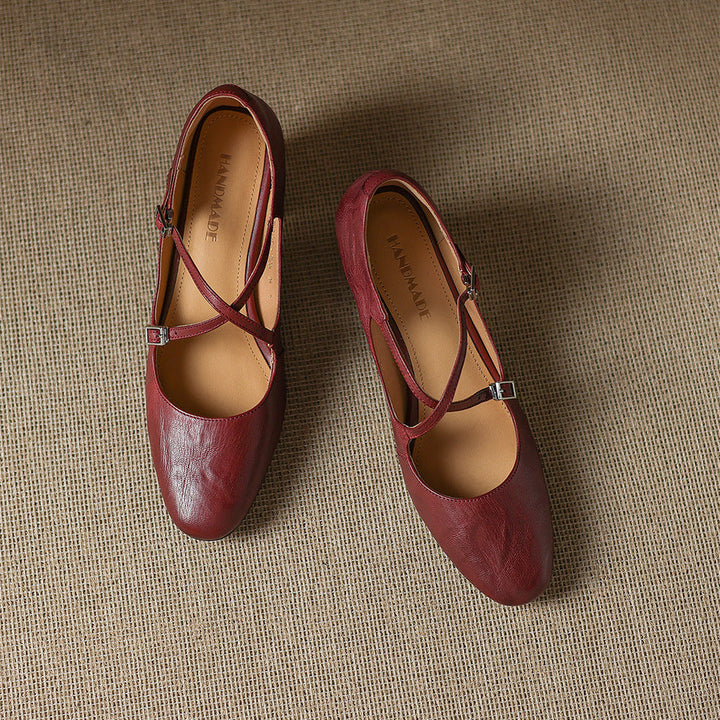 Liora | Leather Mary Jane Block Heel Pumps