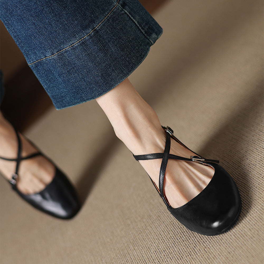 Liora | Leather Mary Jane Block Heel Pumps