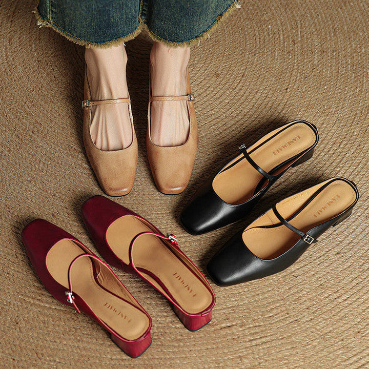 Alicia Genuine Leather Mules