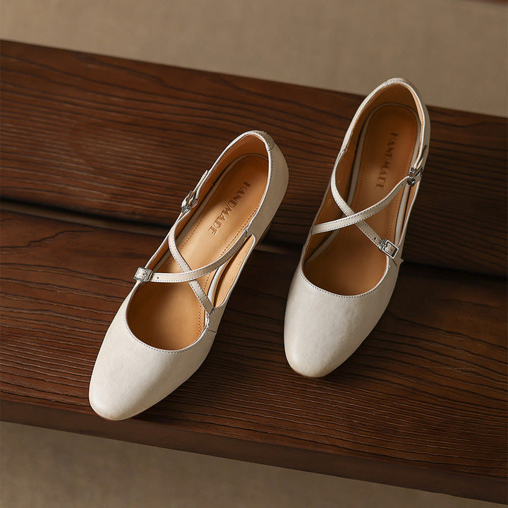 Liora | Leather Mary Jane Block Heel Pumps