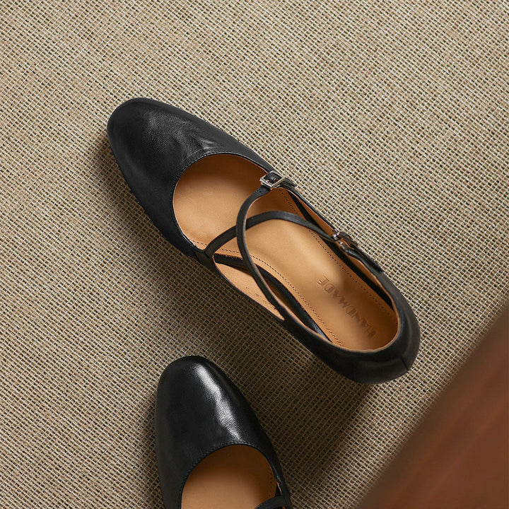 Liora | Leather Mary Jane Block Heel Pumps