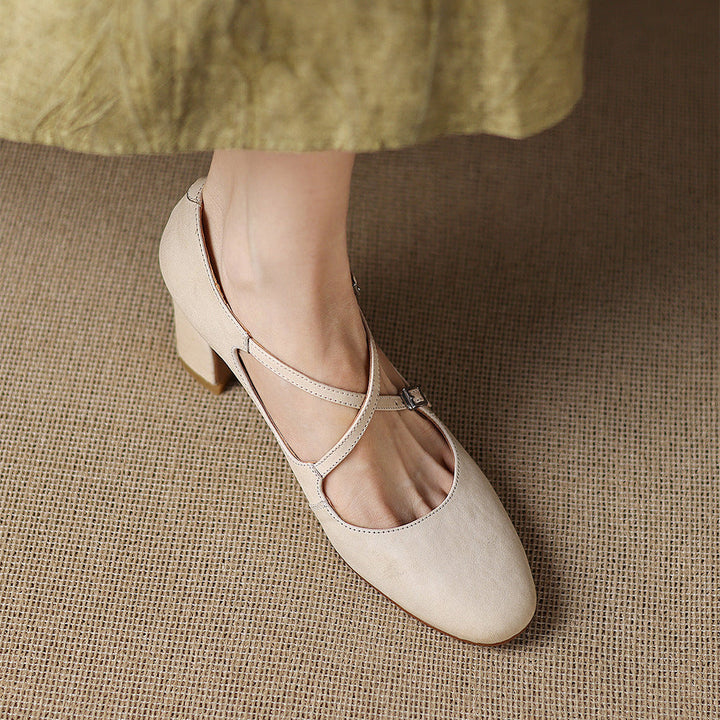 Liora | Leather Mary Jane Block Heel Pumps