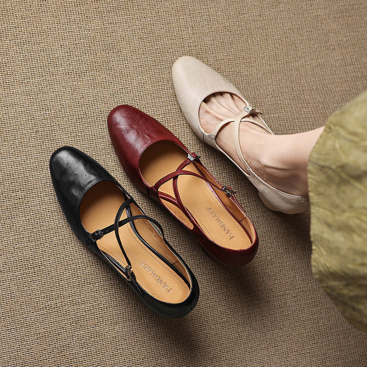 Liora | Leather Mary Jane Block Heel Pumps