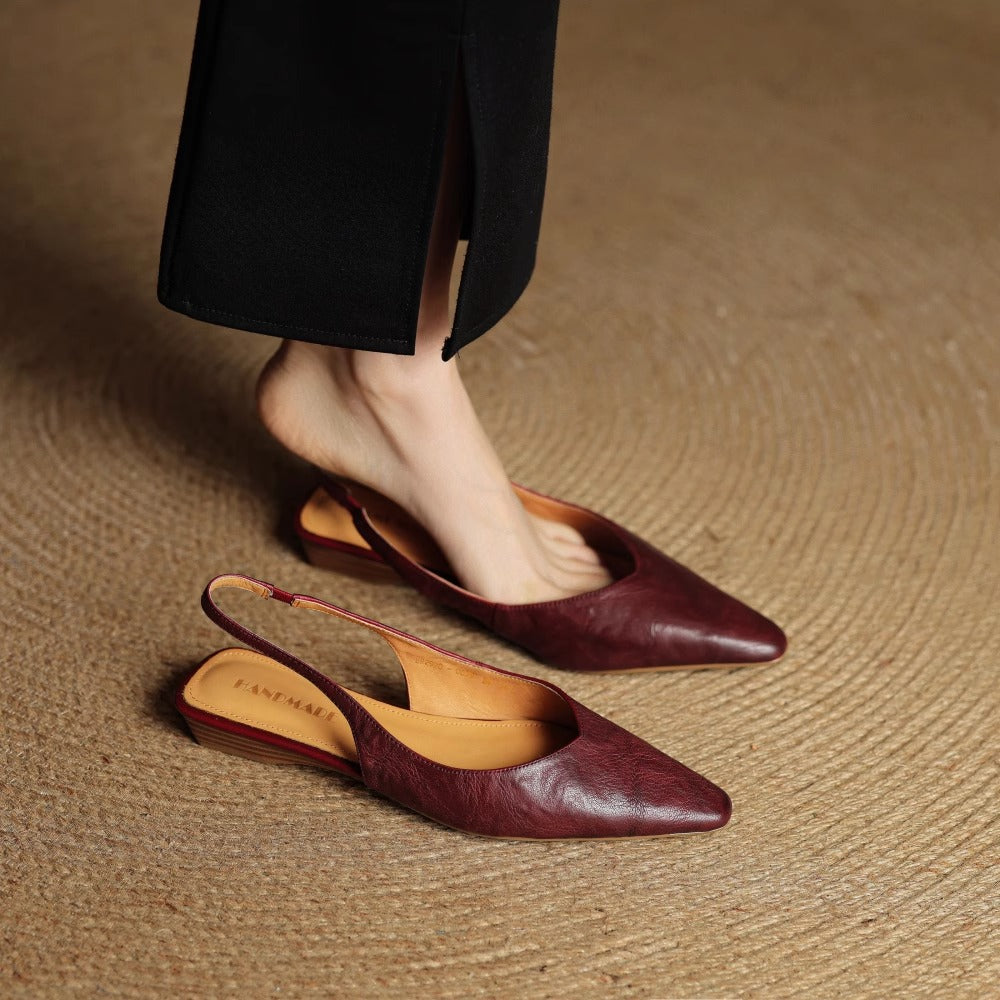 Cadie Genuine Leather Slingbacks