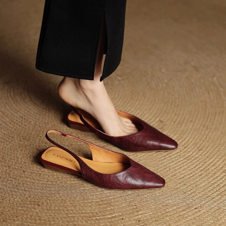 Cadie Genuine Leather Slingbacks
