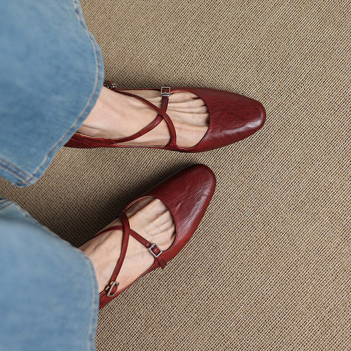 Liora | Leather Mary Jane Block Heel Pumps