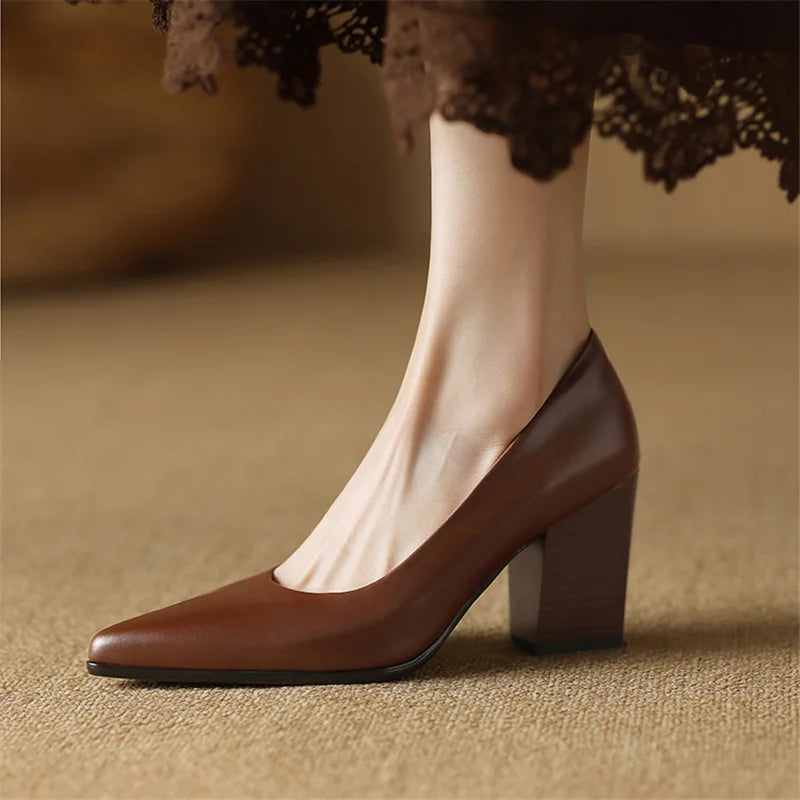 Nora Genuine Leather Heels