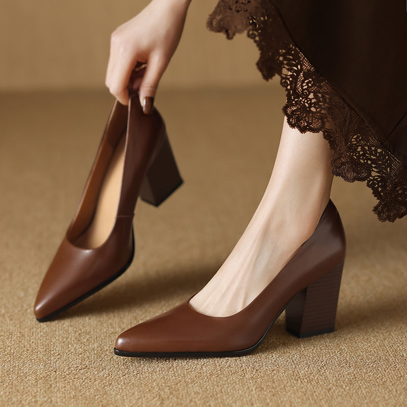 Nora Genuine Leather Heels