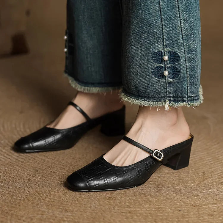 Edda Genuine Leather Mules