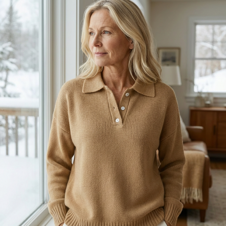 Clara | Refined Knit Polo Sweater