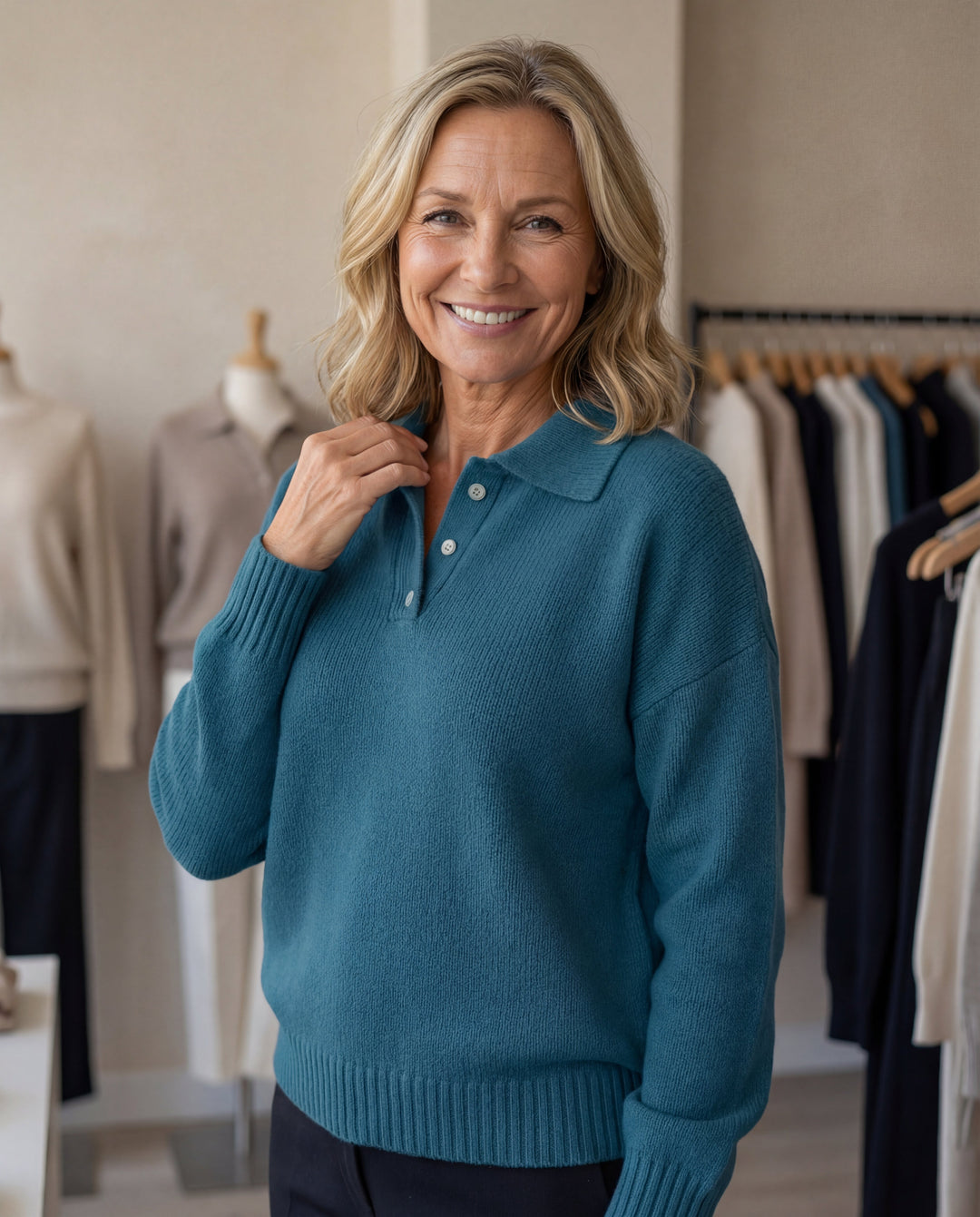 Clara | Refined Knit Polo Sweater