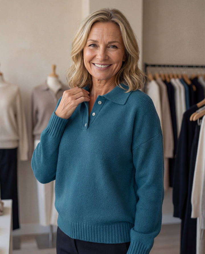 Clara | Refined Knit Polo Sweater