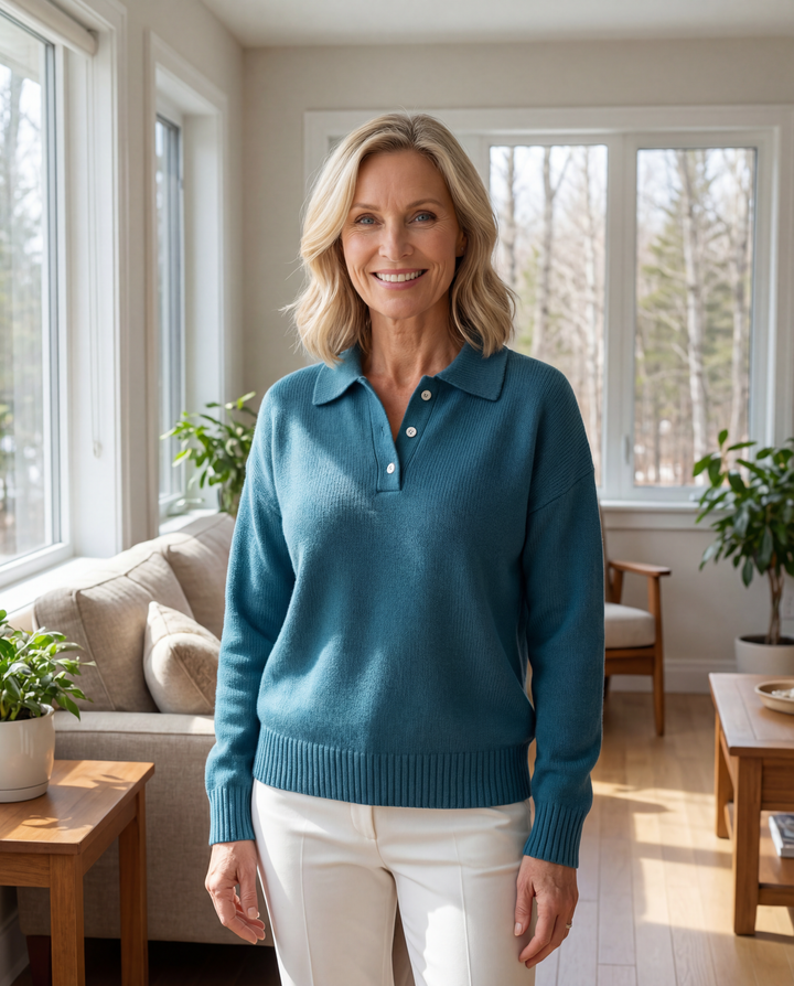 Clara | Refined Knit Polo Sweater
