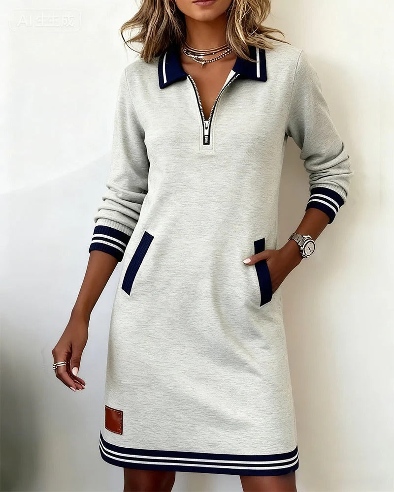 Elegant Cotton Long-Sleeve Dress