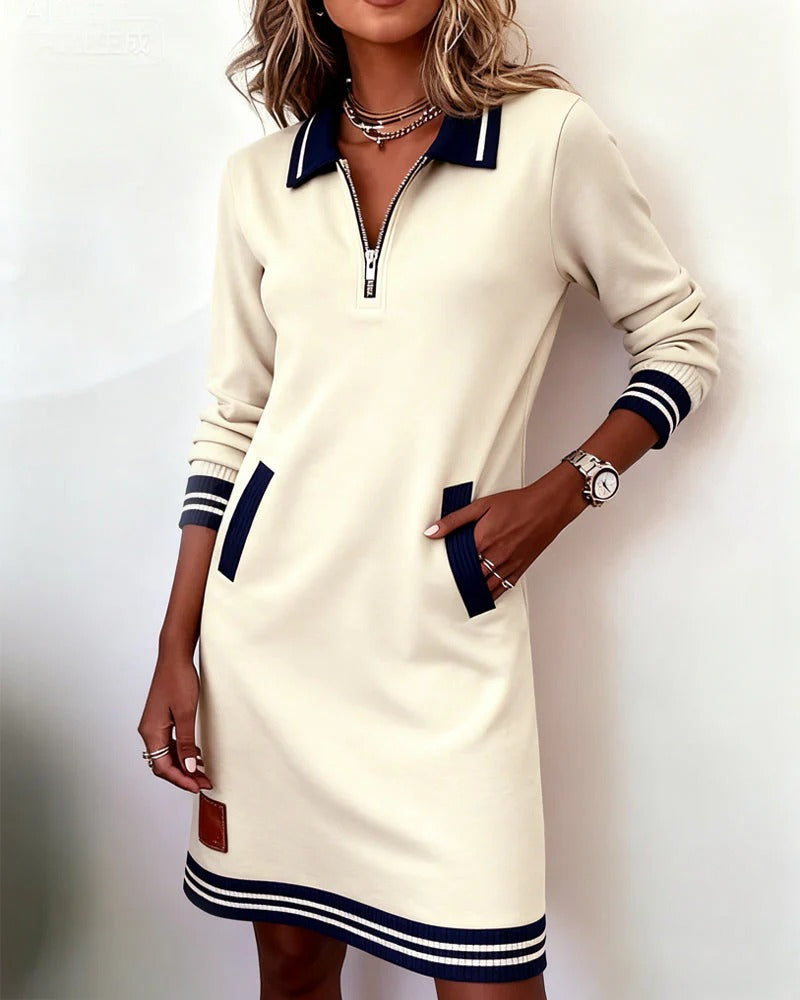 Elegant Cotton Long-Sleeve Dress